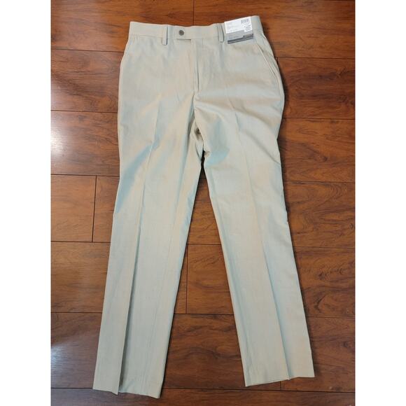 NWTs Louis Raphael Tailored Flat Front Trousers - 32x32 - Tan - Picture 1 of 6